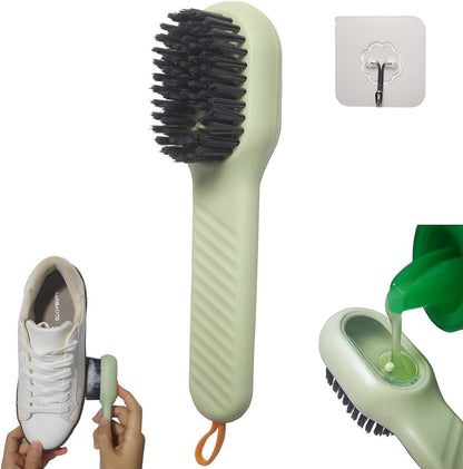 Multifunctional shoe polishing brush with ergonomic handle and cleaning compartment for effective shoe care