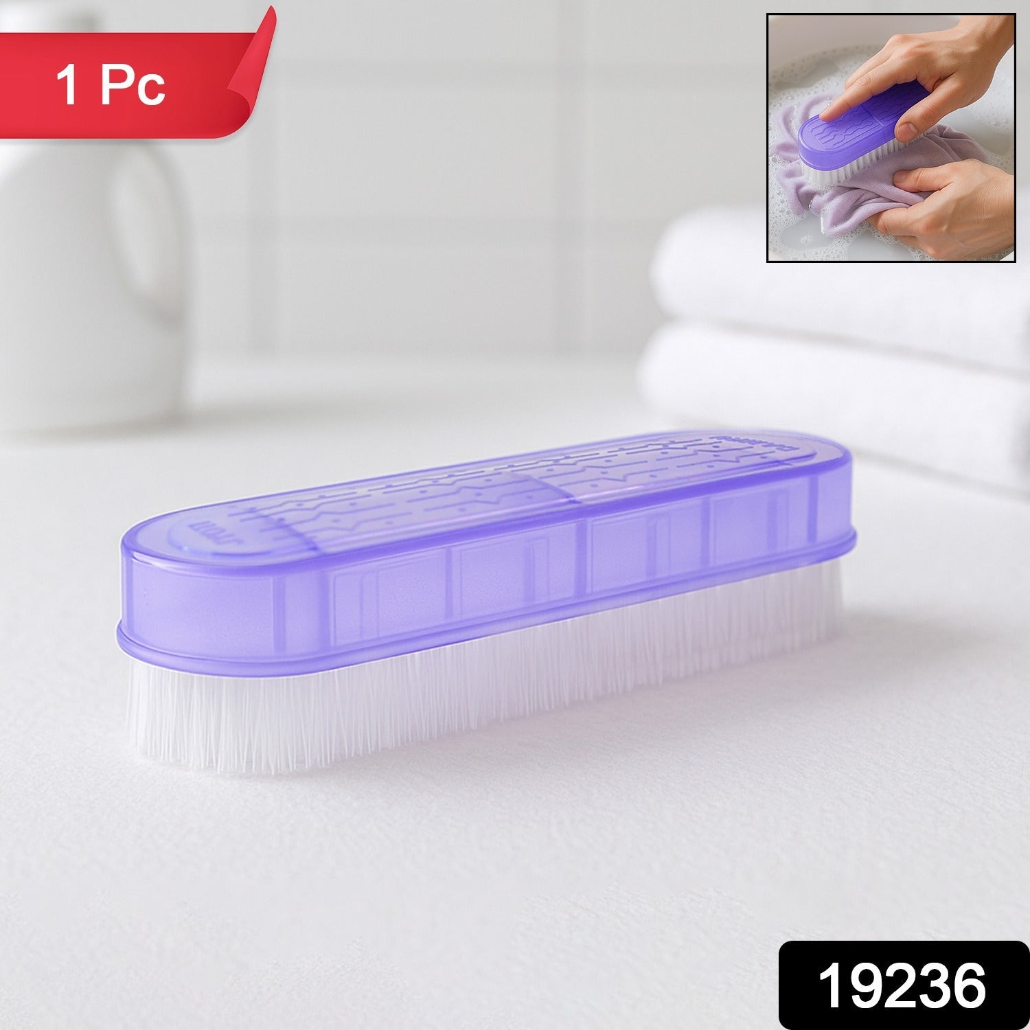 Multipurpose laundry brush with soft bristles for effective cleaning of fabrics