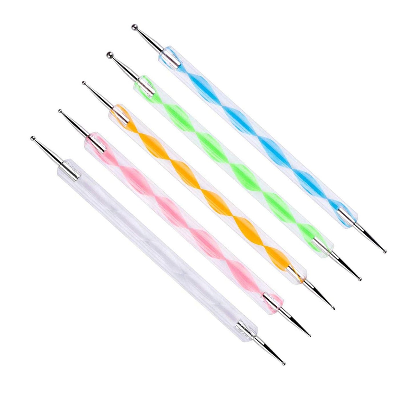 Colorful nail art pen set for women featuring five different dotting tools for creative nail designs