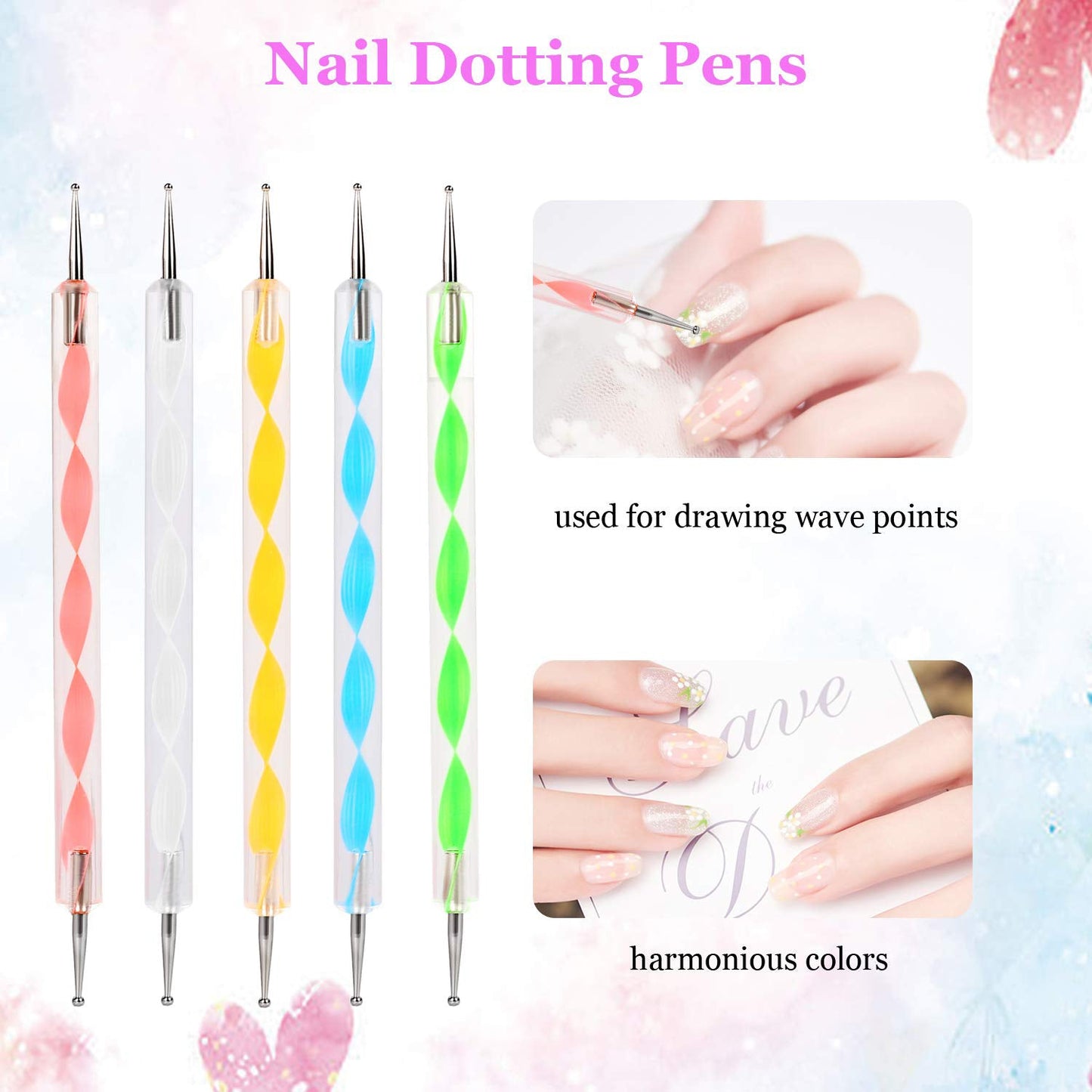 Nail art pen set for women with various colors for creating intricate nail designs and wave patterns