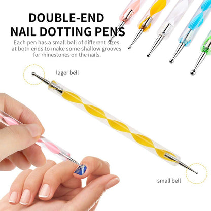 Double-end nail dotting pens for women with various sizes for detailed nail art design