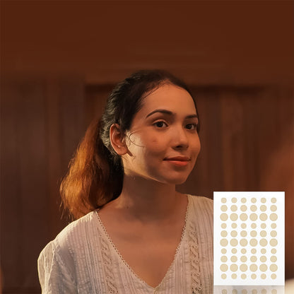 Your Brand natural acne spot treatment patches displayed beside a woman for clear skin care solutions