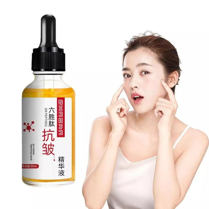 Natural anti-wrinkle treatment serum in a dropper bottle for youthful skin and dermatological care