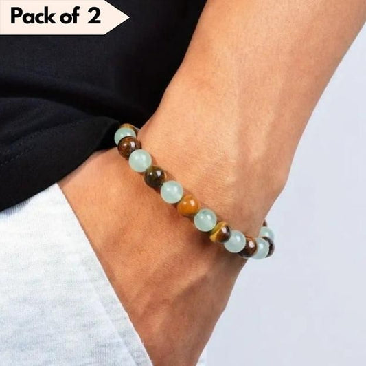 Natural jade beads bracelet featuring a mix of green and brown stones for a stylish look
