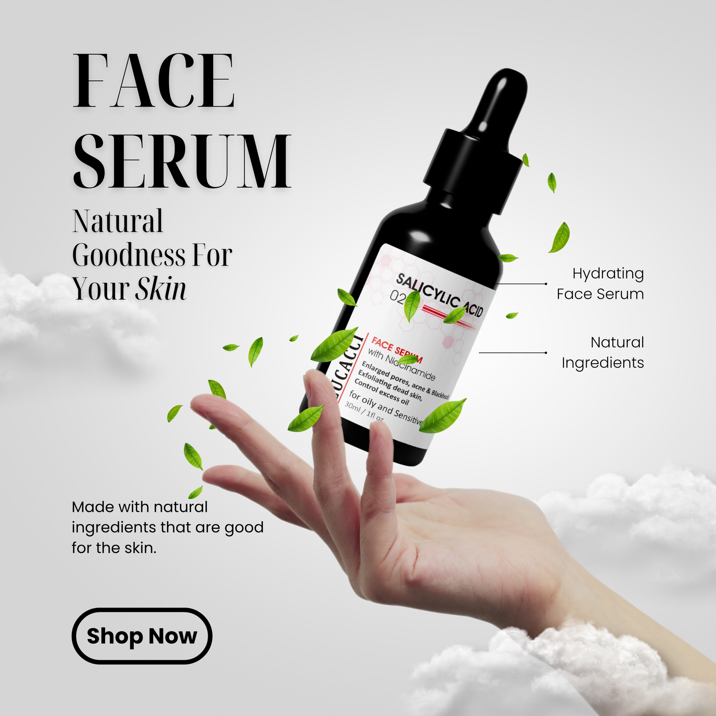 Lucacci Salicylic Acid Face Serum in a sleek bottle, perfect for hydrating and nourishing your skin.
