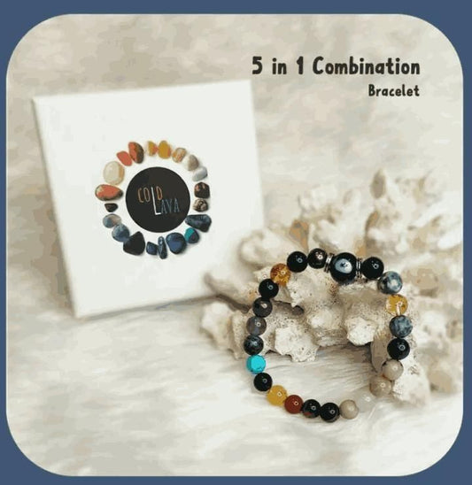 5 in 1 Combination Bracelet featuring natural stone bracelets pack with various colorful beads