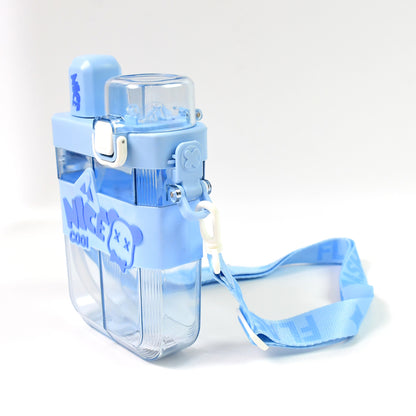 Wukusy Dual Compartment Water Bottle in Blue with Adjustable Strap for Hydration on the Go