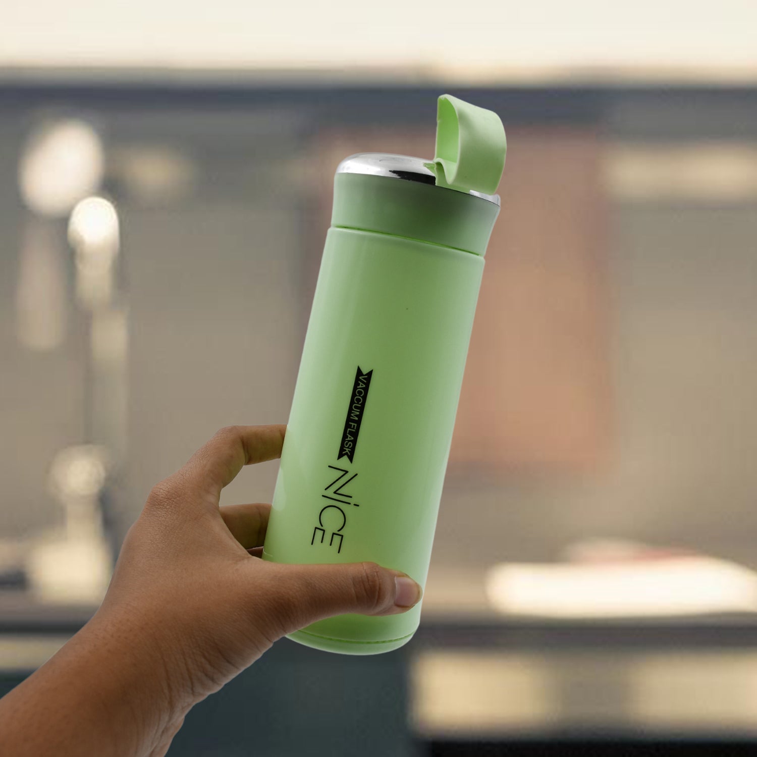 Your Brand Leak Proof Glass Water Bottle 400ml in Green with Easy-Sip Lid for Hydration on the Go