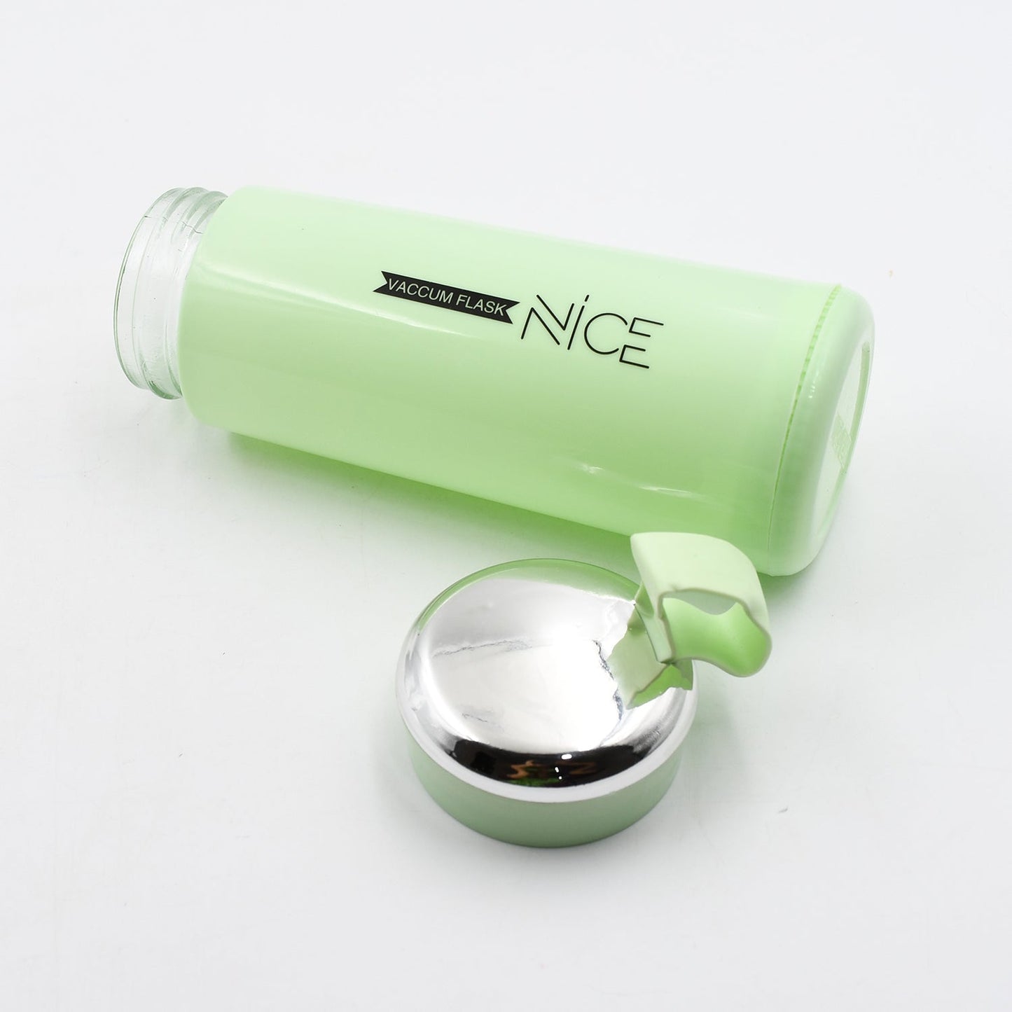 Green leak proof glass water bottle 400ml with a stylish lid for on-the-go hydration