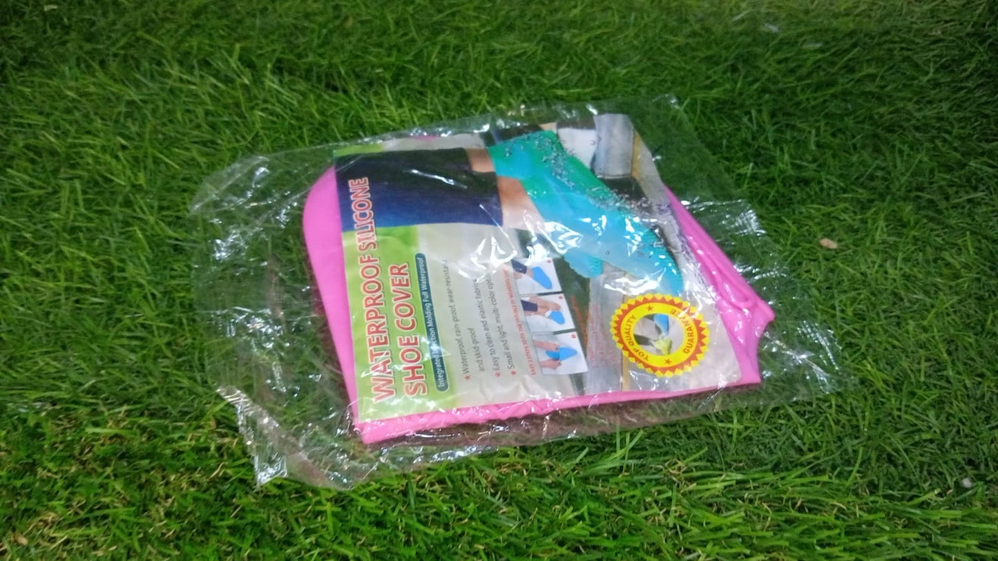 Non-slip silicone shoe covers in packaging for protection against water and dirt during outdoor activities