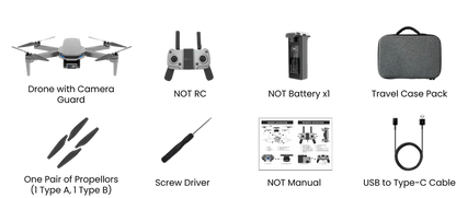 THE GIR FARMER not oro drone 2k quadcopter with remote controller battery case spare props manual and cable