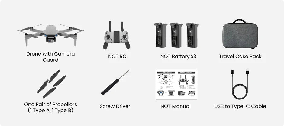 THE GIR FARMER drone and accessories kit showing drone camera guard remote batteries propellers case not oro drone 2k