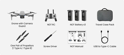 THE GIR FARMER drone and accessories kit showing drone camera guard remote batteries propellers case not oro drone 2k