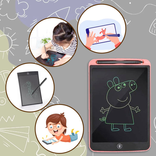Your Brand LCD writing tablet for kids featuring colorful drawings and easy-to-use stylus for creativity