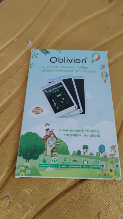 Oblivion 8.5-inch LCD writing tablet for kids featuring an eco-friendly design with no paper or chalk