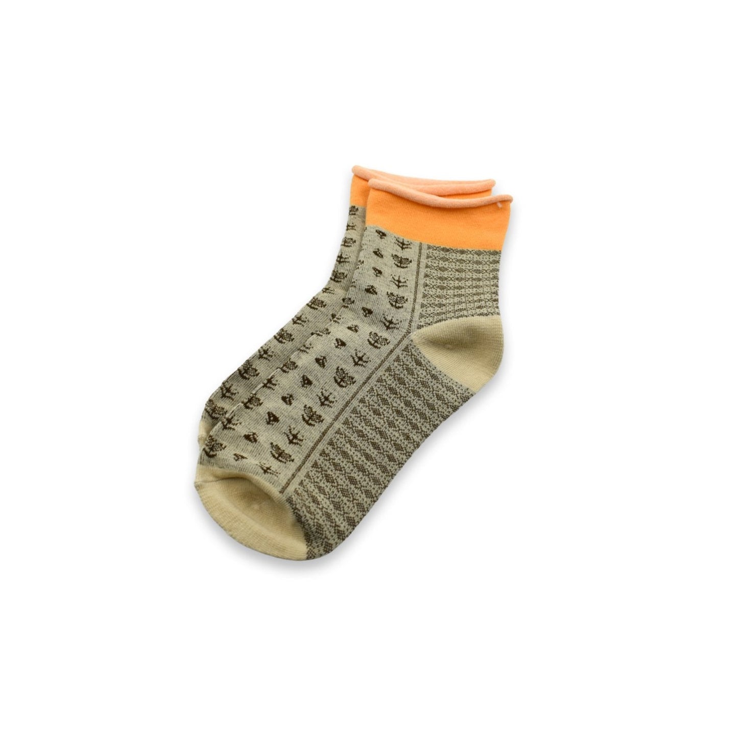 Your Brand Organic Breathable Socks with Fun Patterns in Green and Orange for Everyday Wear