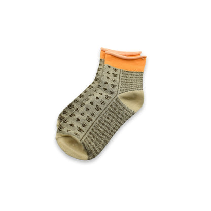 Your Brand Organic Breathable Socks with Fun Patterns in Green and Orange for Everyday Wear