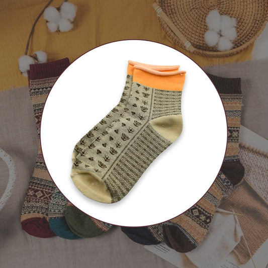 Your Brand Organic Breathable Socks in beige with patterned design for comfort and style