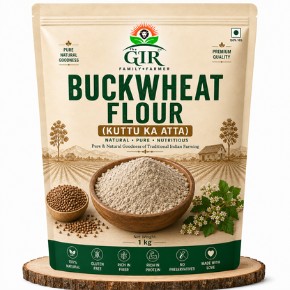 THE GIR FARMER Organic Buckwheat Flour in 1 kg pack, gluten-free, rich in protein and nutrients