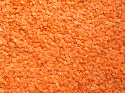 Close-up of vibrant orange organic masoor dal lentils from THE GIR FARMER