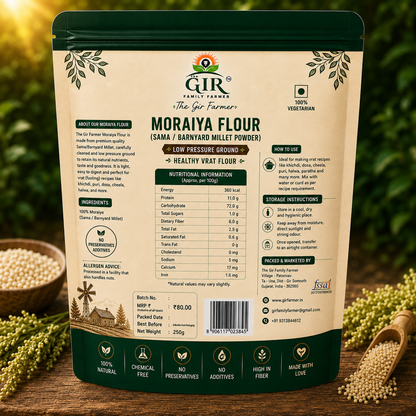 Organic Moraiya Flour in green packaging, perfect for healthy cooking and gluten-free recipes