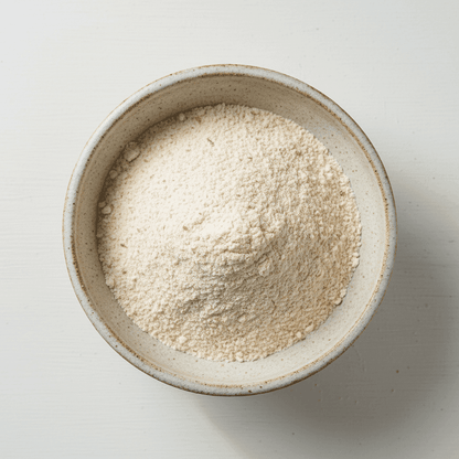 Bowl of fine Organic Oats Flour perfect for baking and healthy cooking