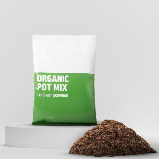 Bag of organic potting mix with text Let's Get Growing for healthy plant cultivation