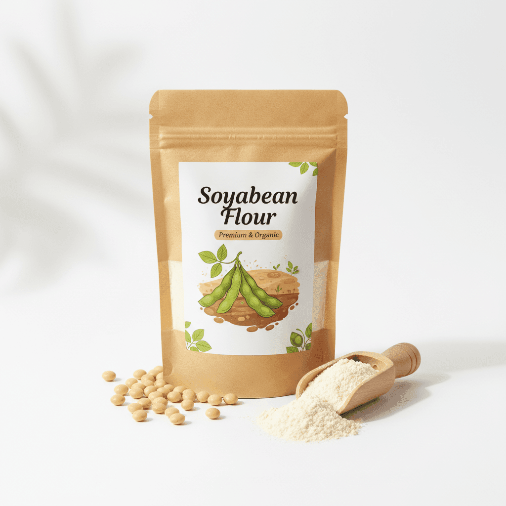 THE GIR FARMER Organic Soyabean Flour in eco-friendly packaging, ideal for baking and cooking