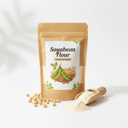 THE GIR FARMER Organic Soyabean Flour in eco-friendly packaging, ideal for baking and cooking