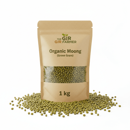 Pack of Organic Whole Moong green gram by THE GIR FARMER, perfect for healthy meals and salads