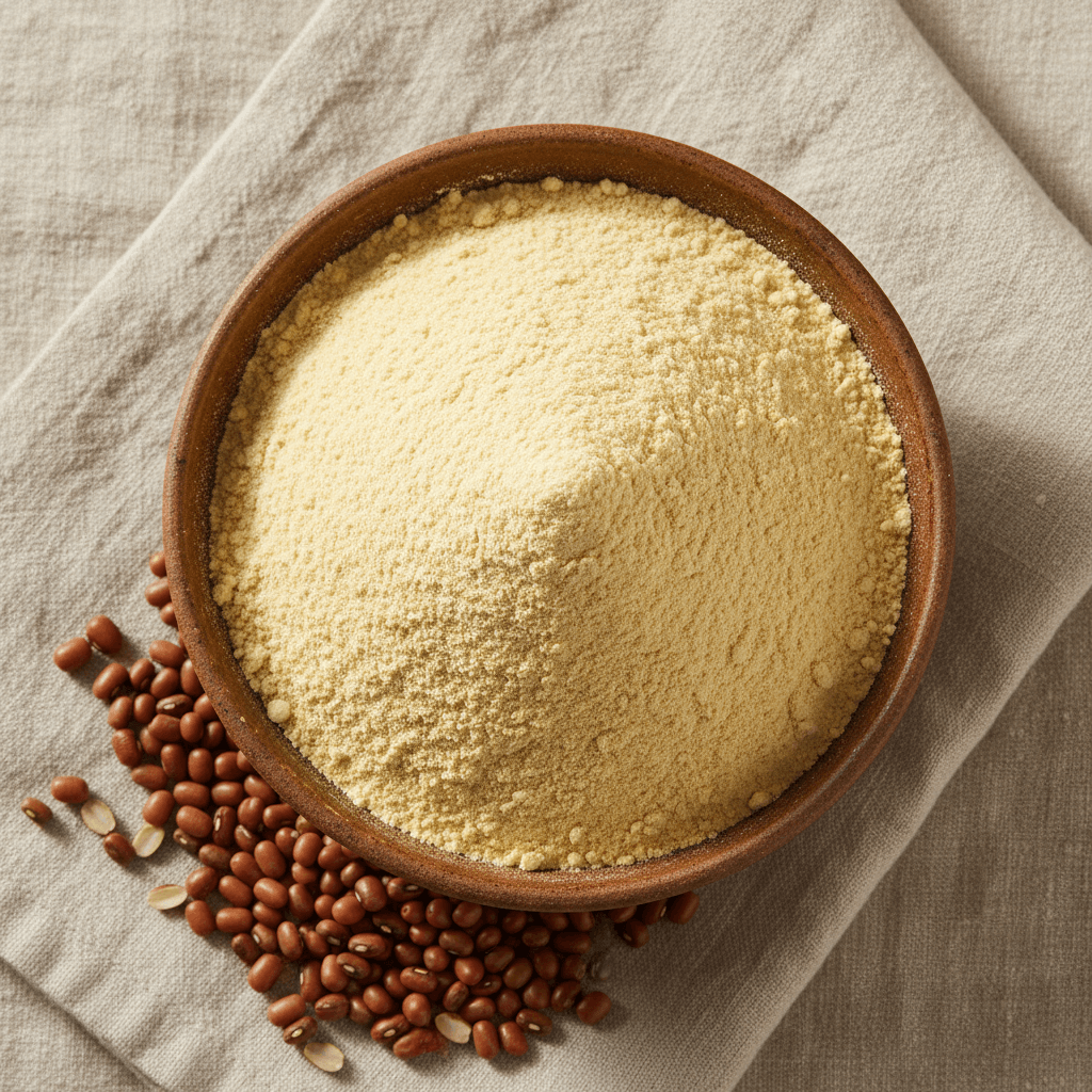 Organic Whole Moth Flour in a brown bowl, ideal for baking and cooking nutritious dishes.