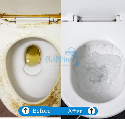Before and after cleaning of a toilet bowl using antibacterial toilet cleaner 100g by THE GIR FARMER