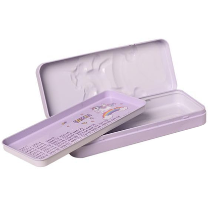 Purple Paw Patrol pencil box for kids with removable tray and embossed character design