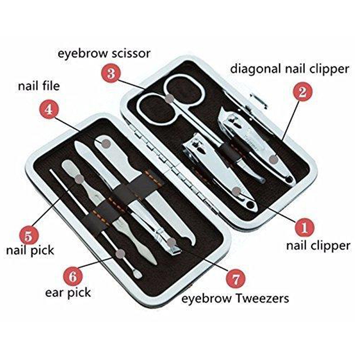 Your Brand pedicure manicure kit for women featuring essential grooming tools like clippers and tweezers