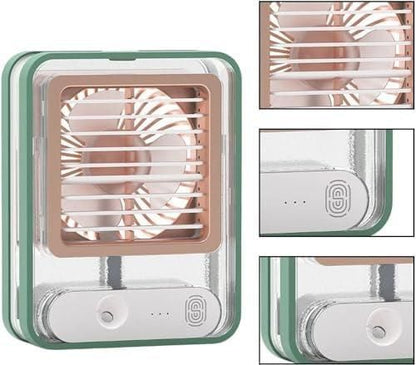 Compact personal cooling fan with water spray for instant refreshment on hot days
