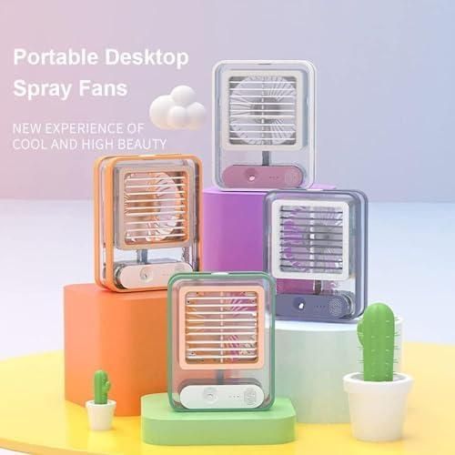 Portable Desktop Spray Fans in vibrant colors offering a personal cooling fan with water spray for refreshing comfort