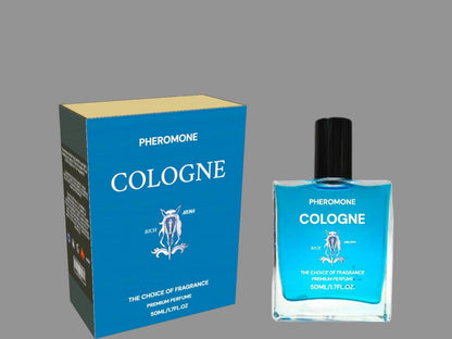 Pheromone Cologne for Men in 50ml bottle with blue box packaging for a captivating fragrance experience