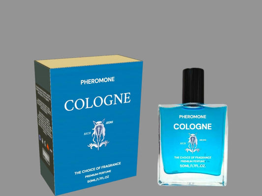 Pheromone Cologne for Men in 50ml bottle with blue box packaging for a captivating fragrance experience
