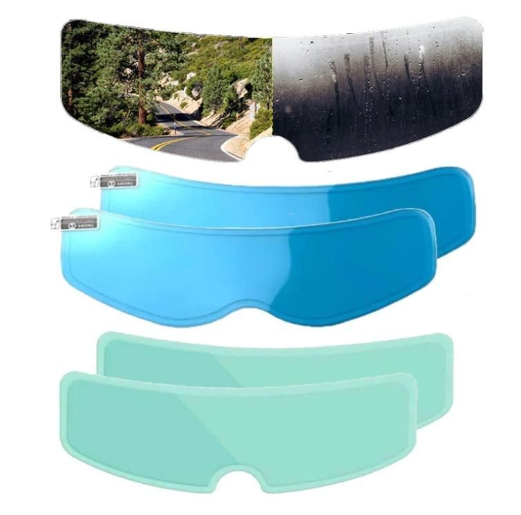 Various photochromic helmet film options in blue and green for adjustable visibility and protection