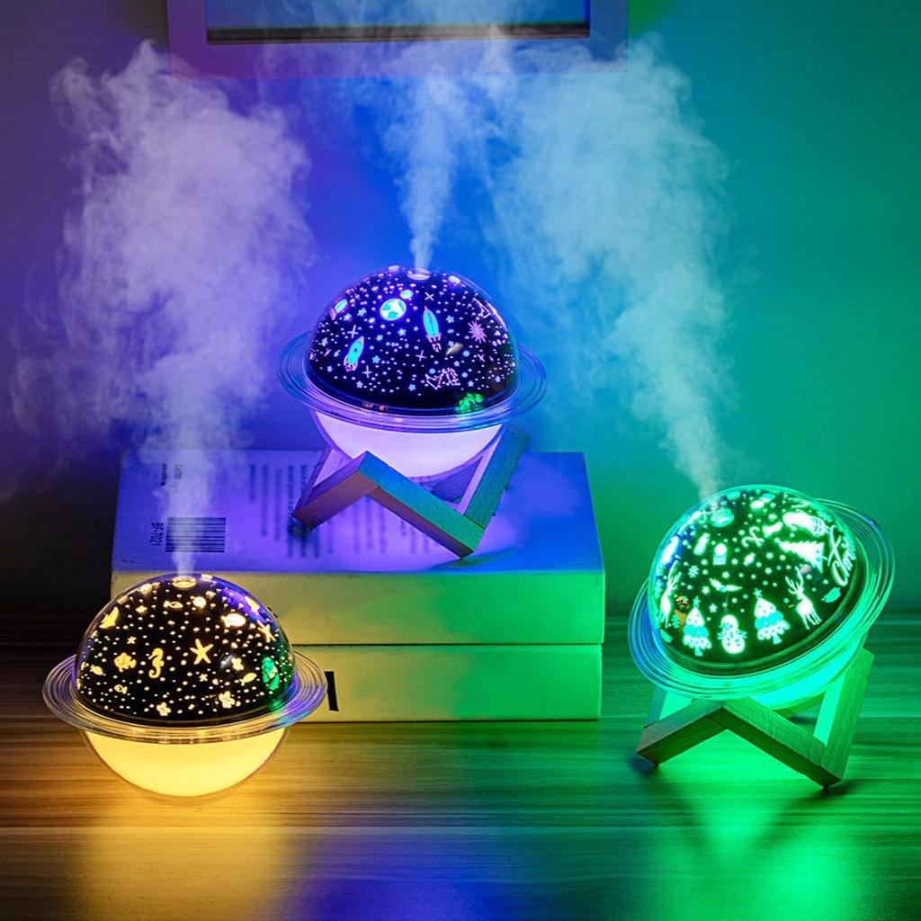 Colorful planet light humidifier with mist effects, perfect for home decor and relaxation