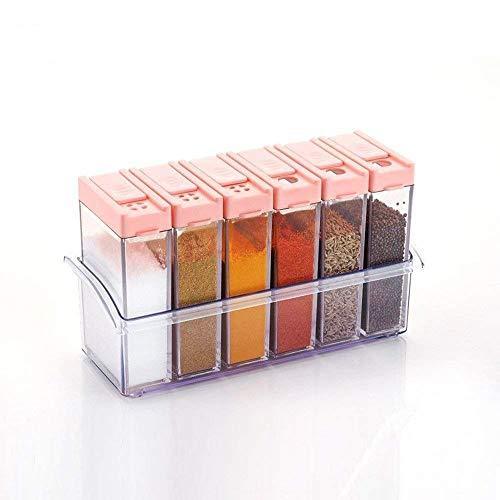 Your Brand plastic spice jars set with six airtight containers for organized kitchen storage