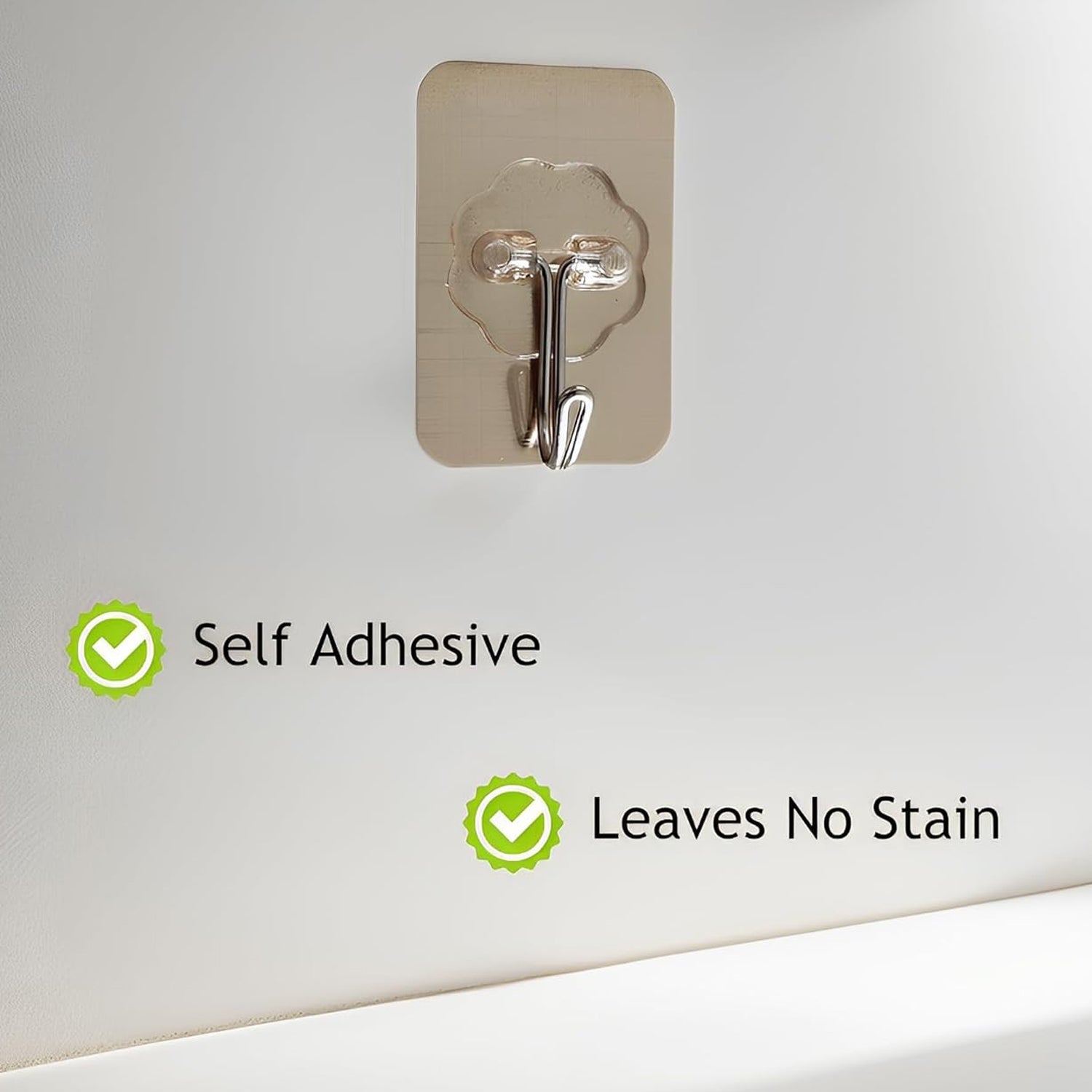 Plastic sticky wall hooks heavy duty with self-adhesive design leaves no stain on the wall