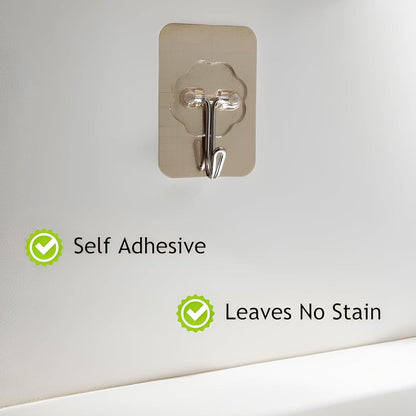 Plastic sticky wall hooks heavy duty with self-adhesive design leaves no stain on the wall