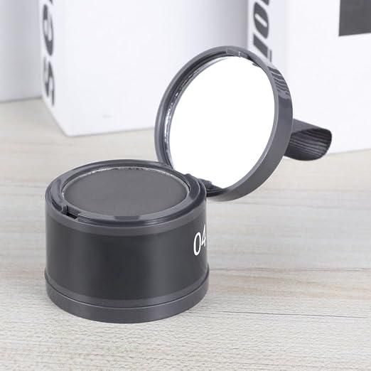 Portable hairline black powder in a small container with a mirror for easy application