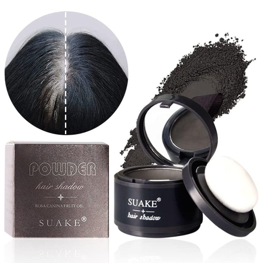 Portable hairline black powder for filling thinning hair and achieving natural hairline look