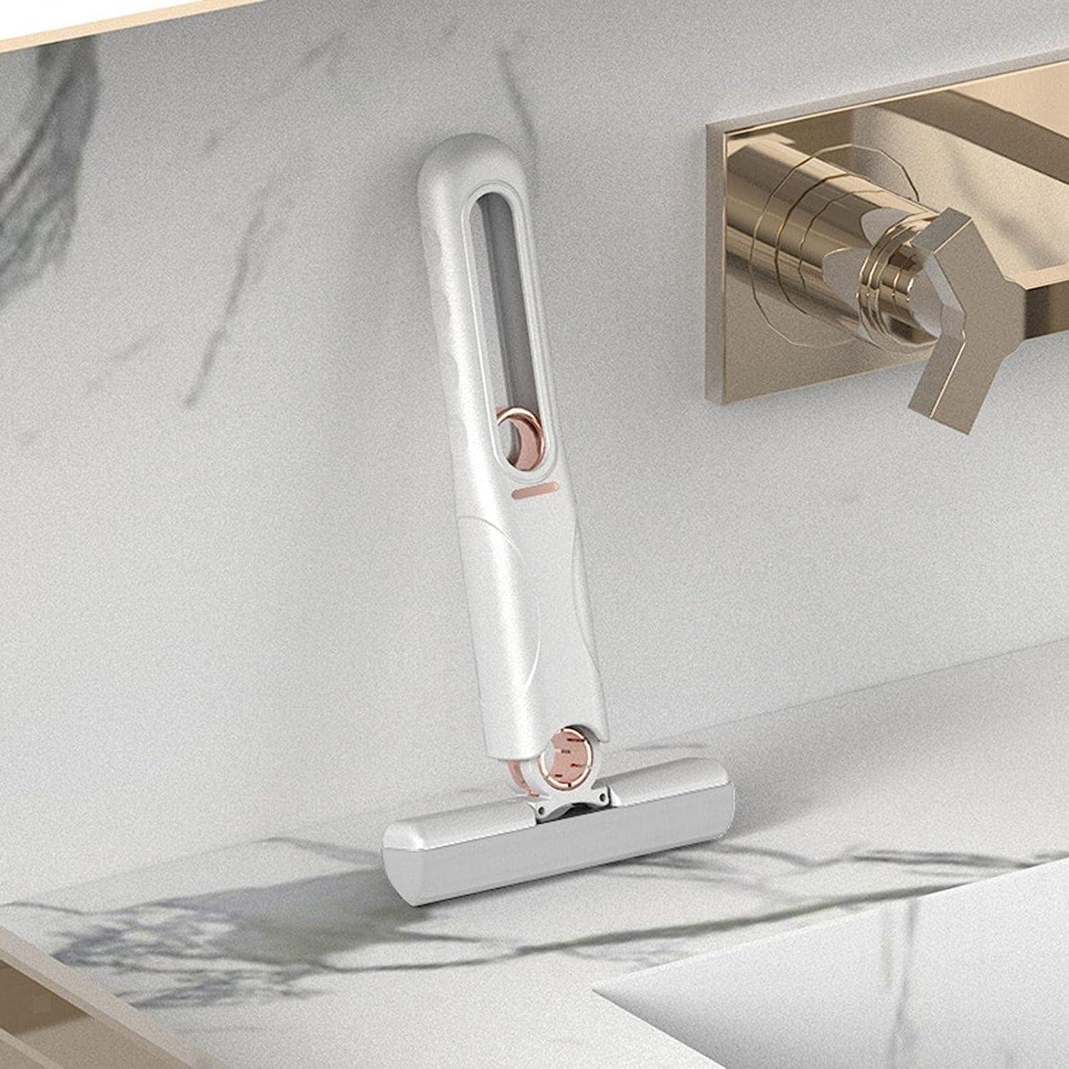 Portable mini mop in white for efficient cleaning on various surfaces and easy storage