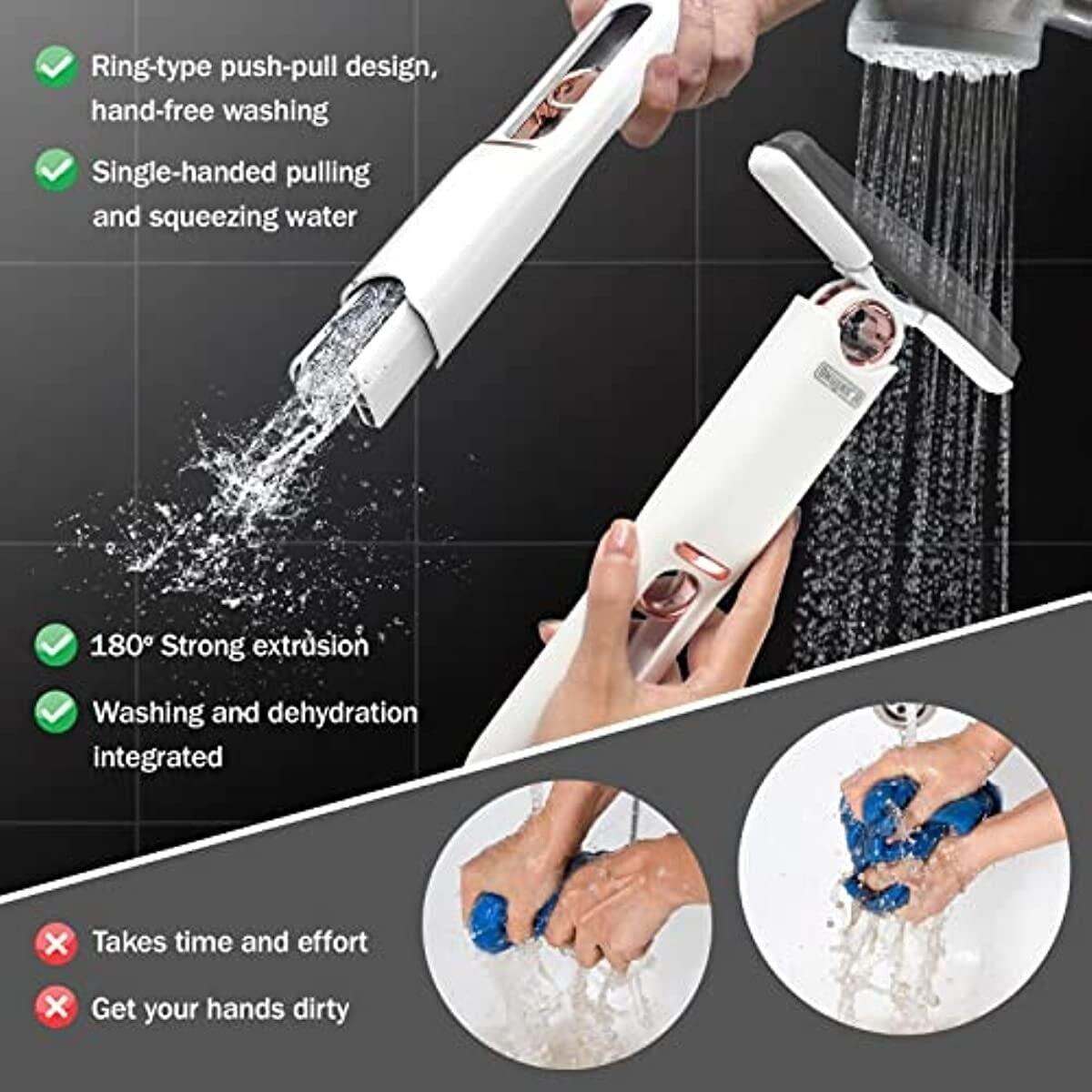 Portable mini mop with ring-type push-pull design for easy washing and dehydration