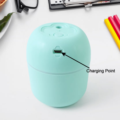Portable mini USB humidifier in mint green with charging point for fresh office air
