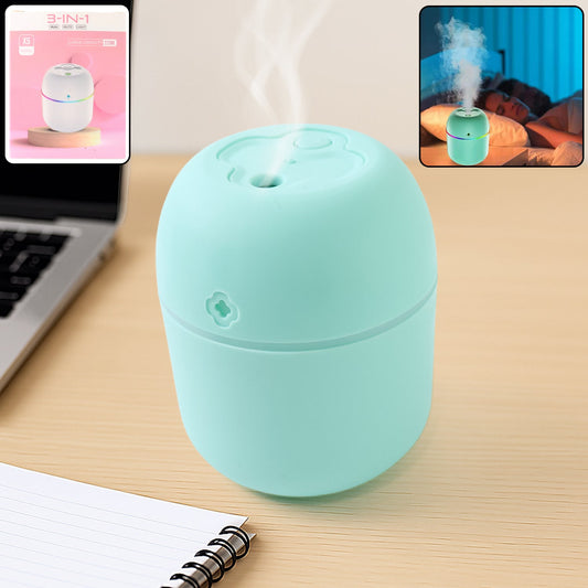Portable mini USB humidifier in teal color, perfect for office use and easy to transport