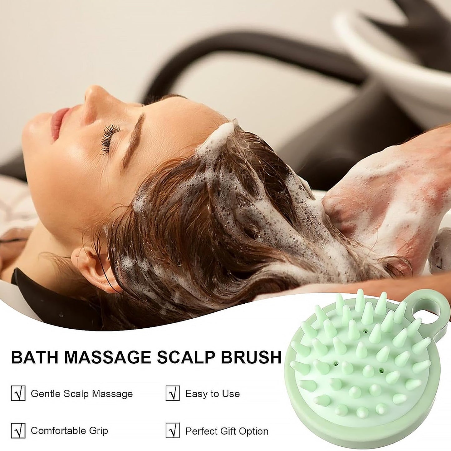 Portable scalp massage comb designed for gentle scalp massage with a comfortable grip